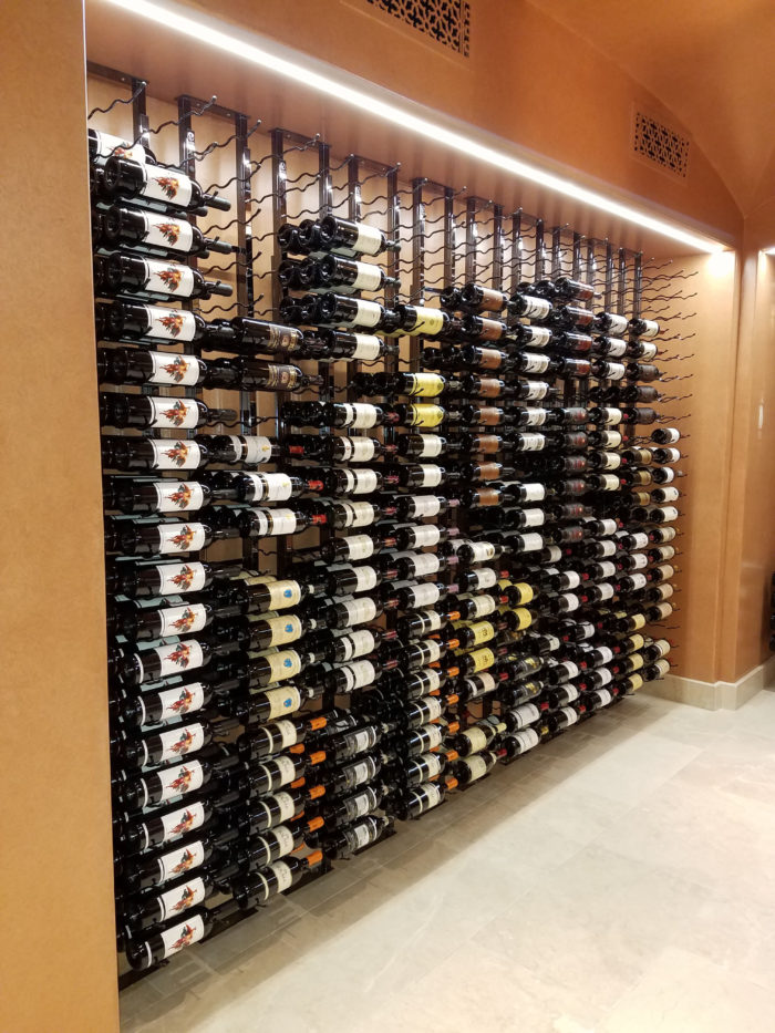 Floor to Ceiling Metal Wine Rack System for a Home Custom Wine Cellar in Seattle