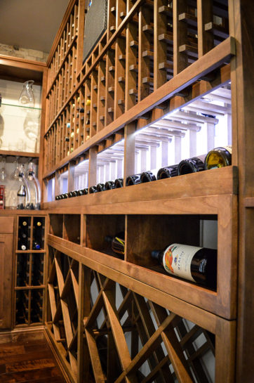 Wooden Wine Cellar Racks Made from Malaysian Mahogany Manufactured by Creative Seattle Builders