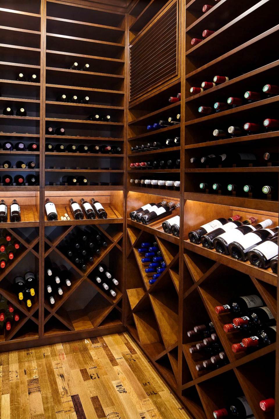 Classic Custom Wine Cellar Racks and Wine Barrel Flooring Installed by Seattle Master Builders