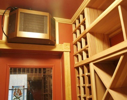 WhisperKOOL Wine Cellar Cooling Unit Installed Above the Door