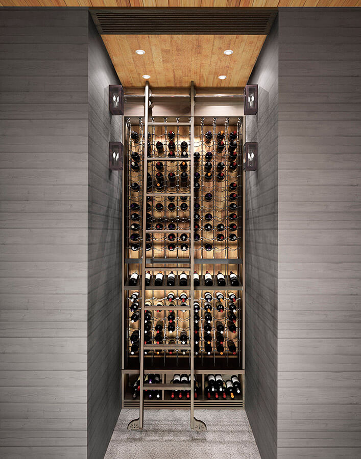 Exceptional Custom Wine Cellar with Modern Wine Racks from Cable Wine Systems